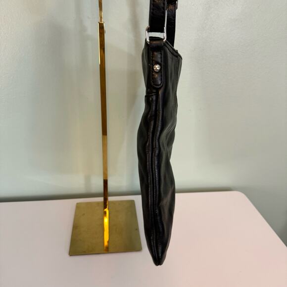 Margot Crossbody Shoulder Bag Womens Black Genuine Leather Messenger Slim Purse - Picture 4 of 11